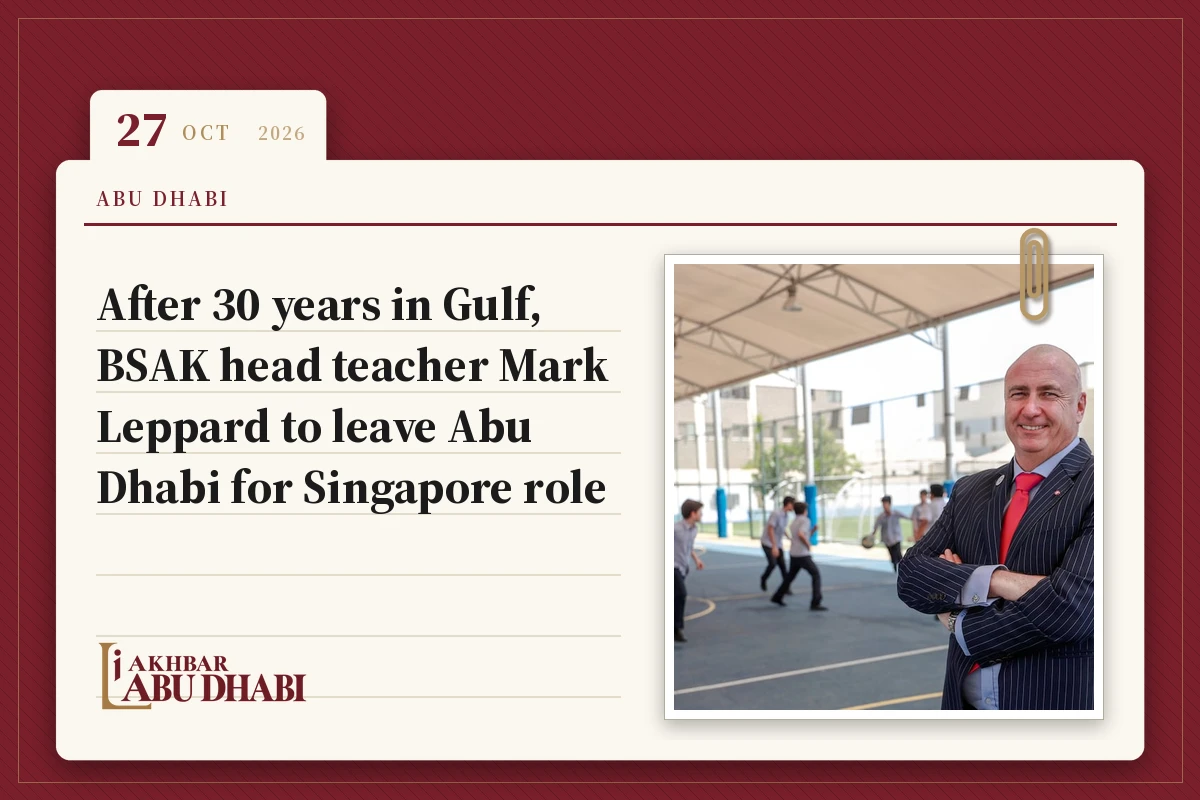 After 30 years in Gulf, BSAK head teacher Mark Leppard to leave Abu Dhabi for Singapore role