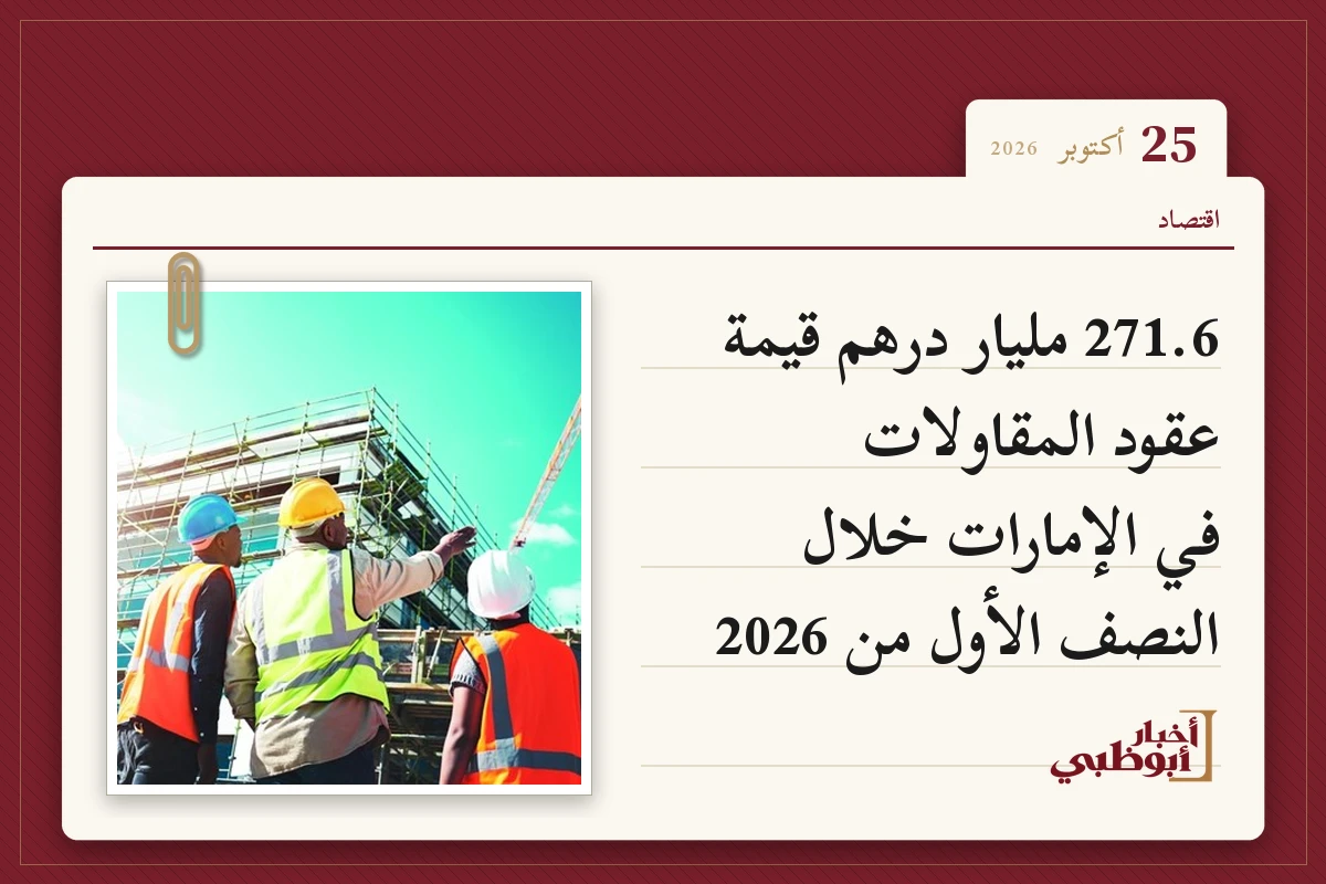 271.6 مليار درهم قيمة عقود المقاولات في الإمارات خلال النصف الأول من 2026
