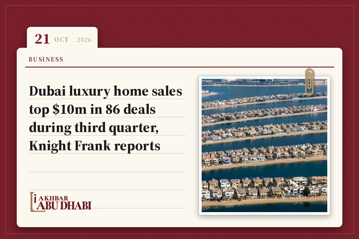 Dubai luxury home sales top $10m in 86 deals during third quarter, Knight Frank reports
