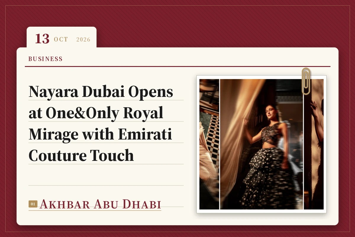 Nayara Dubai Opens at One&Only Royal Mirage with Emirati Couture Touch