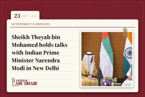 Sheikh Theyab bin Mohamed holds talks with Indian Prime Minister Narendra Modi in New Delhi
